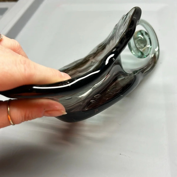 Vintage Hand Blown Swirl Art Glass Purple Hued Centerpiece Bowl Decor - Picture 4 of 5